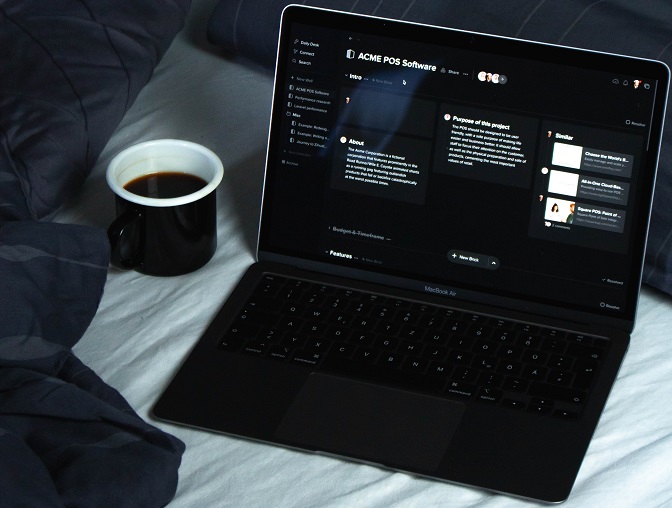 Dark mode on laptop screen